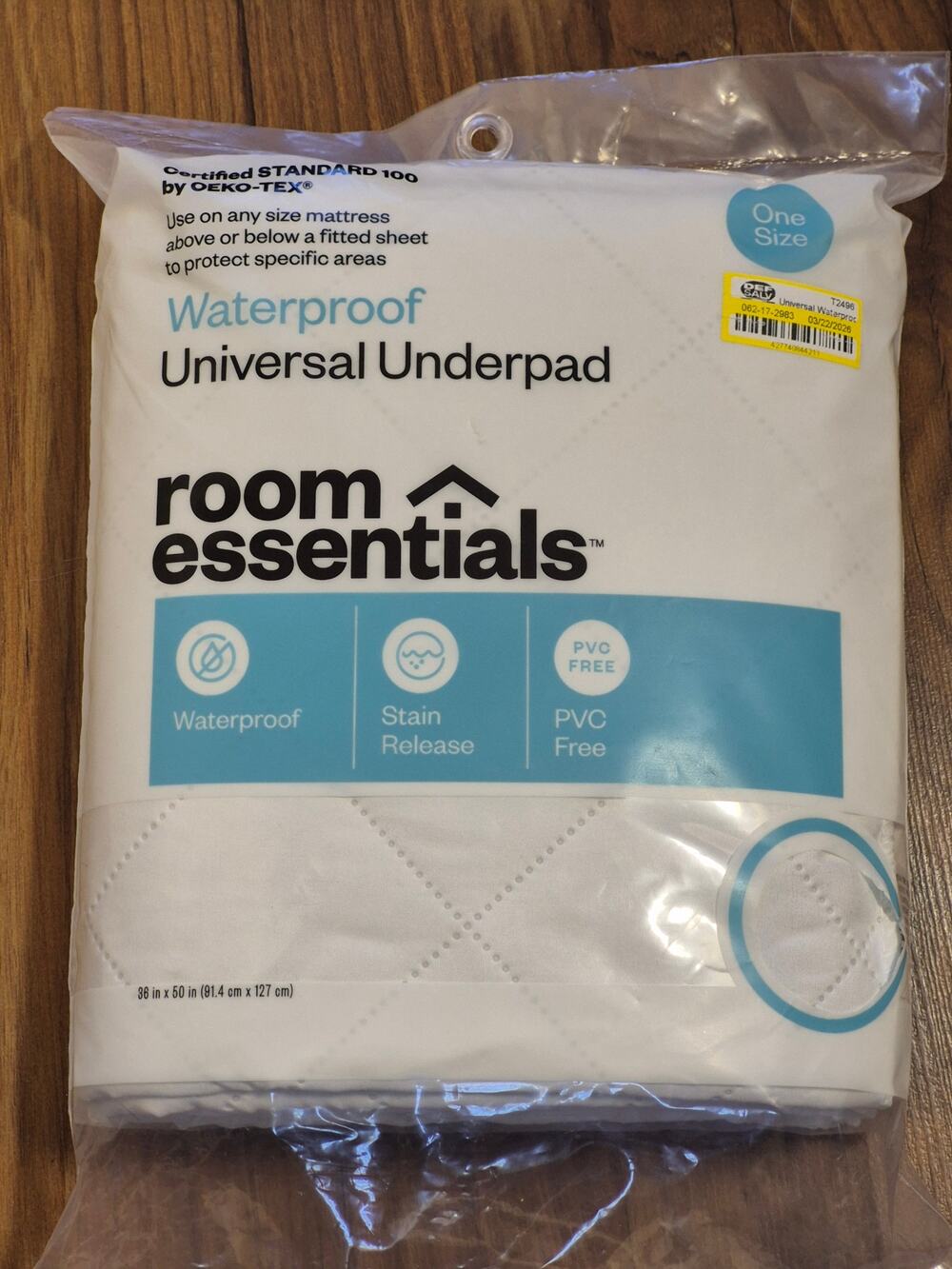 Room Essentials Waterproof Universal Underpad for Mattresses Ones Size No Stain